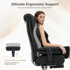 Big and Tall Office Chair 400lbs Wide Seat, Leather High Back Executive Office Chair with Foot Rest, Ergonomic Chairs Lumbar Support for Lower Back Pain Relief (Black)