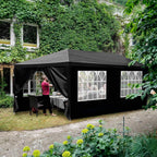Party Tent, Tents for Parties, Outdoor Gazebo Wedding Patio Camping Carport Canopy Shade Canopy with Removable Sidewalls, Outside Event Tent for Garden, Backyard (10'x20' Six Sides Black)