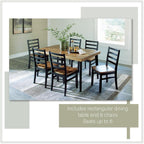 Signature Design by Ashley Blondon Rectangular Dining Room Table Set with 6 Chairs, Chevron Pattern, Tapered Legs, Seats 6, Wood, 60" Long, Brown & Black
