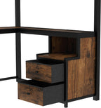 Bellemave Queen Loft Bed with Desk and Fabric Drawer, Metal Queen Loft Bed Frame with guardrail and Ladder for Adults, Kids, Teens, Black