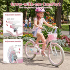 COSTWAY Mermaid Kids Bike, 12/14/16/18/20 Inch Toddler Bike w/Removable Training Wheels, Streamers, Doll Storage Basket, Handbrake & Coaster Brake, Children Kids Bicycle for 3+ Years Old Boys & Girls