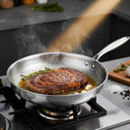 Pure Titanium Hammered Frying Pan with Lid, 10.2 Inch Skillet, No Coating Safe Cookware, Even Heat & Scratch Resistant for Steak, Eggs & Healthy Cooking
