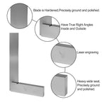 PEC Tools Machinist Square, Precision Engineer Wide Seat Square 90 Right Angle Ground Hardened Steel Angle Ruler 12 x 8 Inch, Suitable for Woodworking and Precision Layout Work