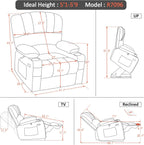 MCombo Power Lift Recliner Chair for Elderly, Lift Chair with Heat and Massage, Extra Wide Lift Recliner for Big People, Faux Leather R7096 (Medium-Wide, Grey)