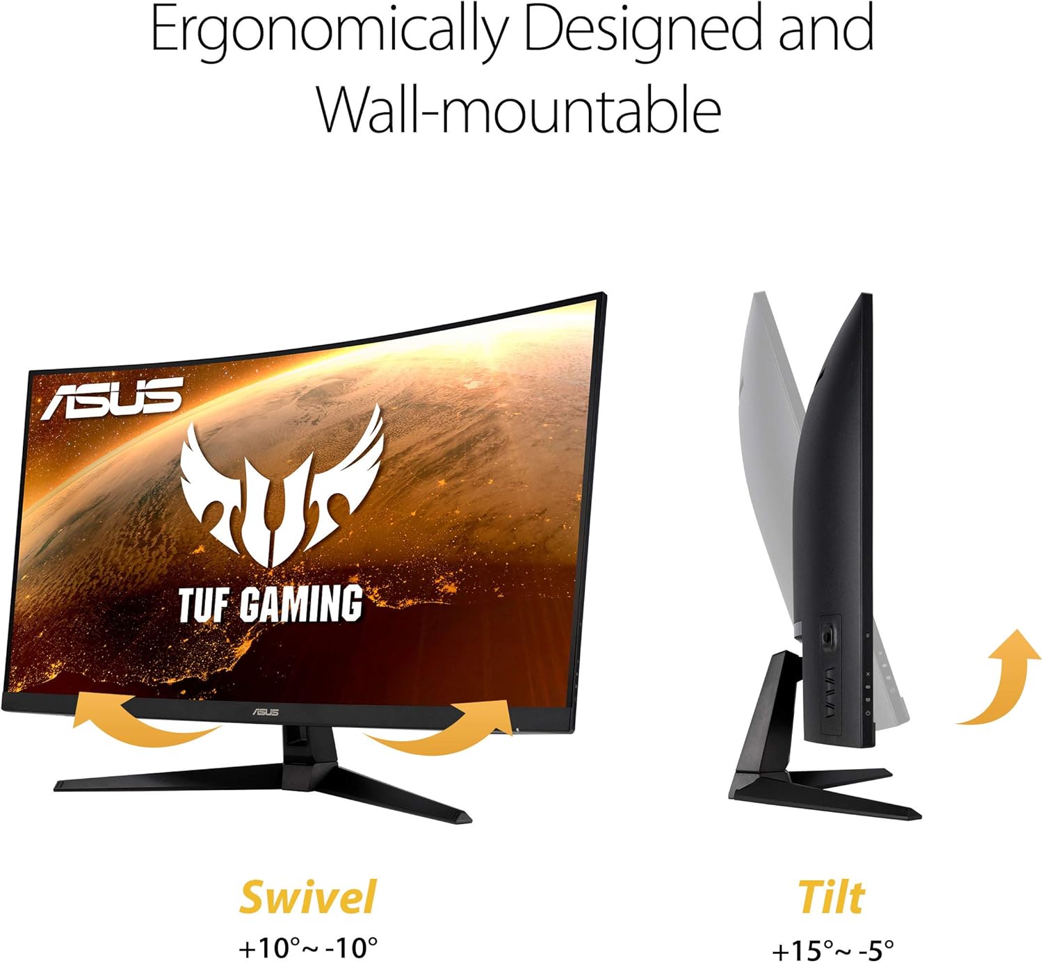 ASUS TUF 32 Inch Curved Gaming Monitor - QHD (2560 x 1440)  165Hz (Supports 144Hz)  1ms  Extreme Low Motion Blur  Speaker  FreeSync Premium  VESA Mountable  DisplayPort  HDMI - VG32VQ1B