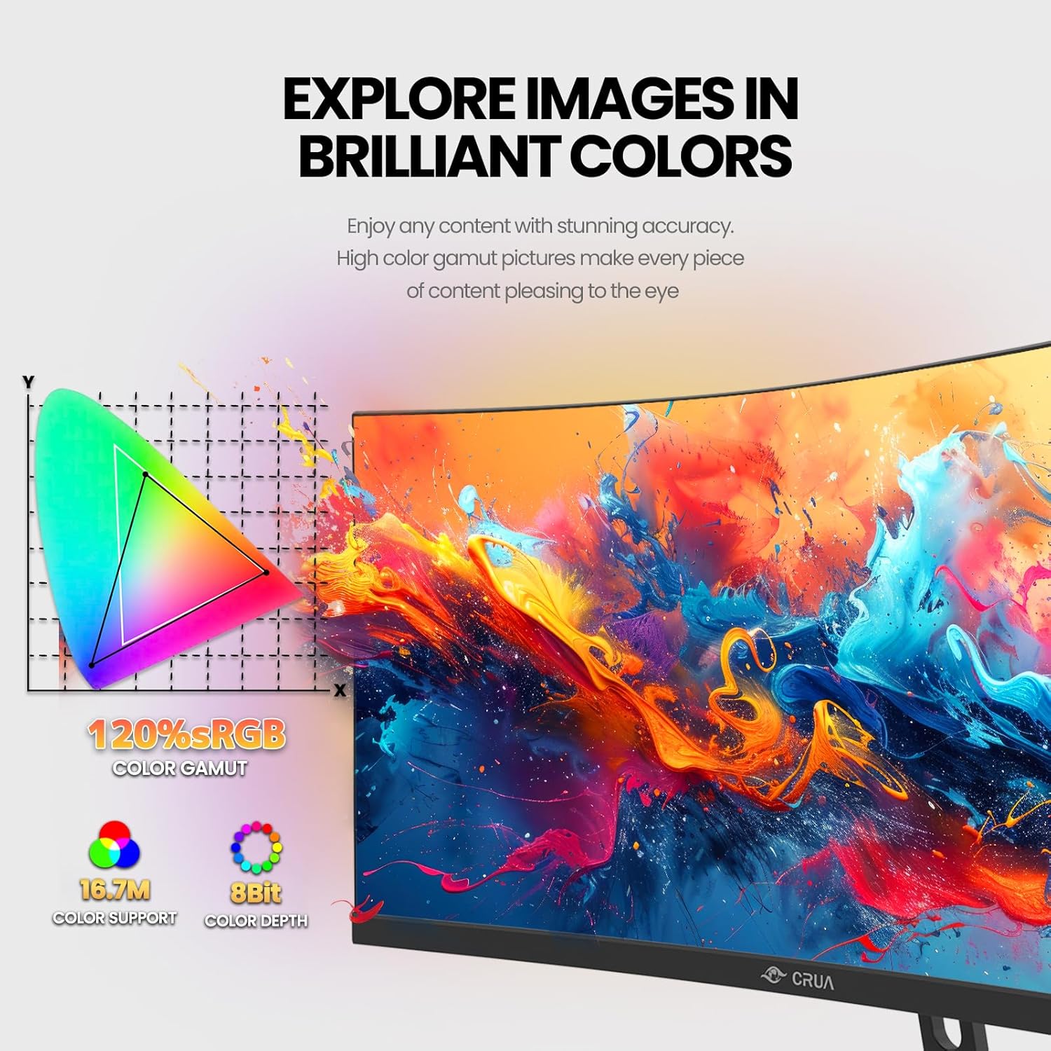 CRUA 30Inch Ultrawide Curved Monitor  21:9 FHD(2560x1080P) VA Computer Monitor  120% sRGB 100HZ 1500R PC Monitors Support FreeSync  Wall-Mounted  with HDMI/DP Display Port-Black