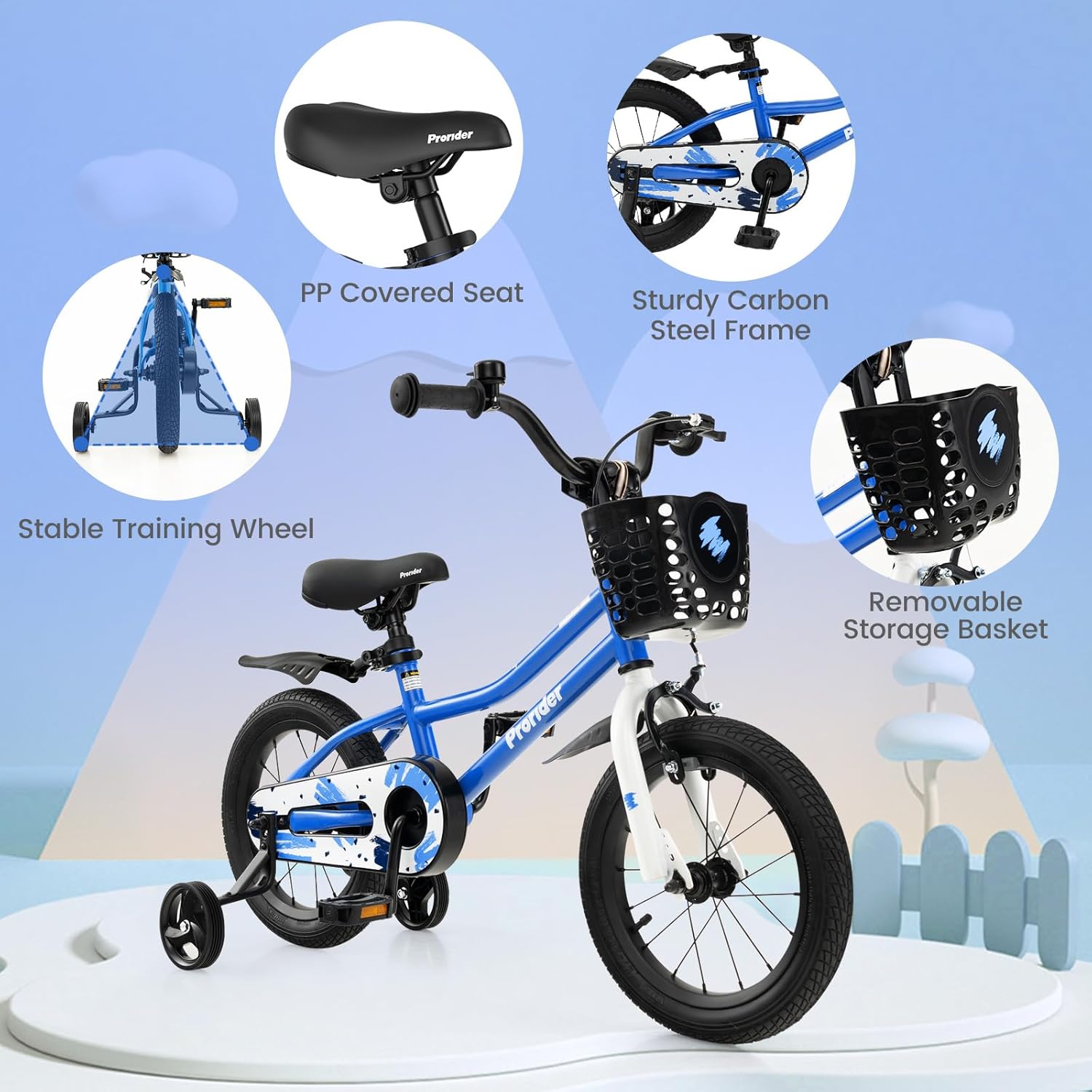 BABY JOY Kids Bike, 12 14 16 18 Inch Boys Girls Bike for 3-8 Years w/Training Wheels, 20 Inch Children Bicycle for 8+ Teens w/Kickstand, Handbrake, Coaster Brake & Removable Basket, Sporty Bicycle