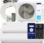 DELLA 35K BTU ODU 19 SEER2, 2 Dual Zone 12000 24000 BTU Mini Split AC,Energy Efficient, Work with Alexa and Wifi, 208-230V Cools Up to 2050 Sq.Ft Ductless Pre-Charged Heat Pump, 16ft Installation Kit
