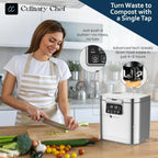 MAGNAVOX Home Culinary Chef Series, 1GALLON Smart Electric Food Waste Composter, Stainless Steel