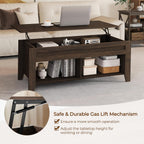 Yaheetech Lift Top Coffee Table with Hidden Storage Compartment & 2 Open Shelves, Rising Tabletop Pop Up Center Table for Living Room Reception Room, 47.5'' L, Espresso