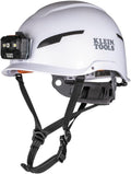 Klein Tools 60525 Safety Helmet, Type-2 Safety Helmet with Rechargeable Headlamp, Non-Vented, Class E, White