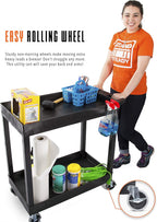 Stand Steady Original Tubstr 2 Shelf Utility Cart/Service Cart Supports up to 400 lbs. - Heavy-Duty Storage Cart for Garage, Warehouse, Kitchens, Plastic Tub Carts with Deep Shelves (Black, 32 x 18)