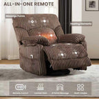 GRAINELL Swivel Rocker Recliner Chair with Massage and Heat, USB Charging Port, Infinite Position Power Recliner, Electric Glider Rocking Chairs for Living Room, Nursery (Brown)