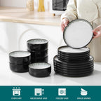 vancasso PLAYA Plates and Bowls Sets, 18 Pieces Beige Dinnerware Sets for Kitchen, Reactive Glaze Dishes Set for 6, Dishwasher and Microwave Safe