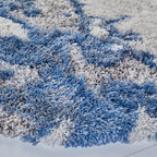 SAFAVIEH Horizon Shag Collection Area Rug - 8' Round, Grey & Blue, Modern Abstract Design, Non-Shedding & Easy Care, 2-inch Thick Ideal for High Traffic Areas in Living Room, Bedroom (HZN890G)