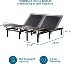 Lucid L150 Adjustable Base – Bed Frame with Head and Foot Incline – Wireless Remote Control – Premium Quiet Motor, Twin XL size, Charcoal