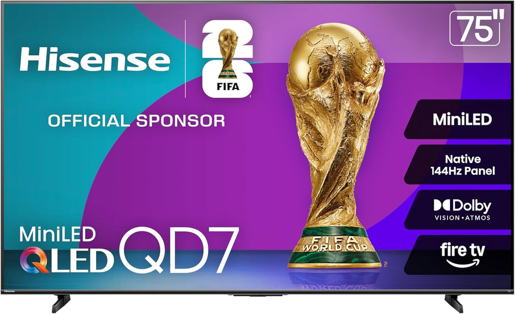 Hisense 75" QD7 Mini-LED 4K Smart Fire TV - QLED  144Hz  HDR10+  Dolby Vision/Atmos  Game Mode Pro  Alexa Built-in (75QD7QF)