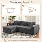 Vongrasig 103" Boneless Couches for Living Room,Sectional Couches Modular Sofa with L-Shaped Chaise, Memory Foam Comfy Cloud Couch with Plush Corduroy Fabric, No Assembly Required, Dark Grey