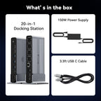 TobenONE DisplayLink Docking Station 4 Monitors  20-in-1 Quad 4K@60Hz HDMI Display with 150W Power Supply for Thunderbolt 5/4/3  USB-C Windows Chrome  MacBook/Mac mini(6 USB  Ethernet  SD/Micro SD)