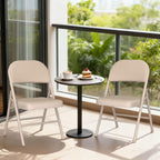 YLGJ&TIDY Set of 4 Folding Chairs with Padded Cushion and Steel Legs Portable Foldable Chairs Metal Folding Chair for Outside Indoor Dining Room Office Party, No Assembly, Beige