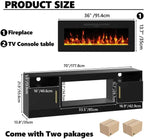 Fireplace TV Stand with 36'' Electric Fireplace, 70'' TV Media Entertainment Center with Fireplace Up to 80 inch,Modern LED TV Console for Living Room (Black with Black Fireplace)
