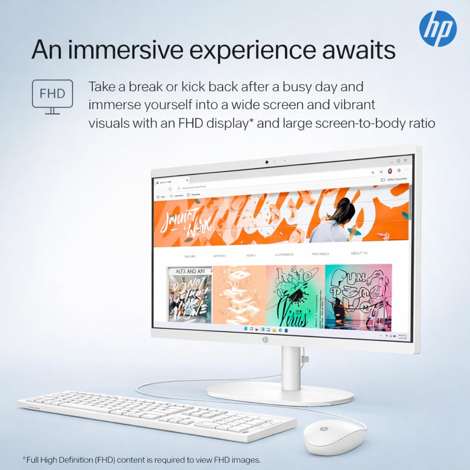HP 22" FHD All-in-One Desktop Computer - Latest 13th Gen Intel Quad-Core - Office 365 for The Web - 8GB DDR5 RAM - 128GB UFS Storage - Wireless Earbuds - Keyboard and Mouse