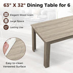 COSTWAY 63' Rectangular Dining Table, Farmhouse Dinette Table with Large Computer Workstation, Modern Kitchen Table for Apartment, Living Room, Restaurant (Oak)