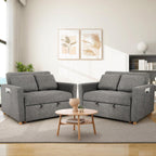 SEJOV Sleeper Sofa Bed, 3-in-1 Convertible Sofa Chair, Linen Fabric Pull Out Couch Bed, Loveseat Sleeper with Spring Support, Adjustable Backrest, 2 Seater Recliner Chair for Small Space, Dark Grey