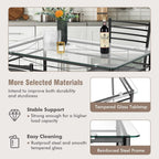 Tangkula Dining Table Set, 5 Pieces Dining Set with Tempered Glass Top Table and 4 Chairs, Kitchen Dining Room Furniture, Black