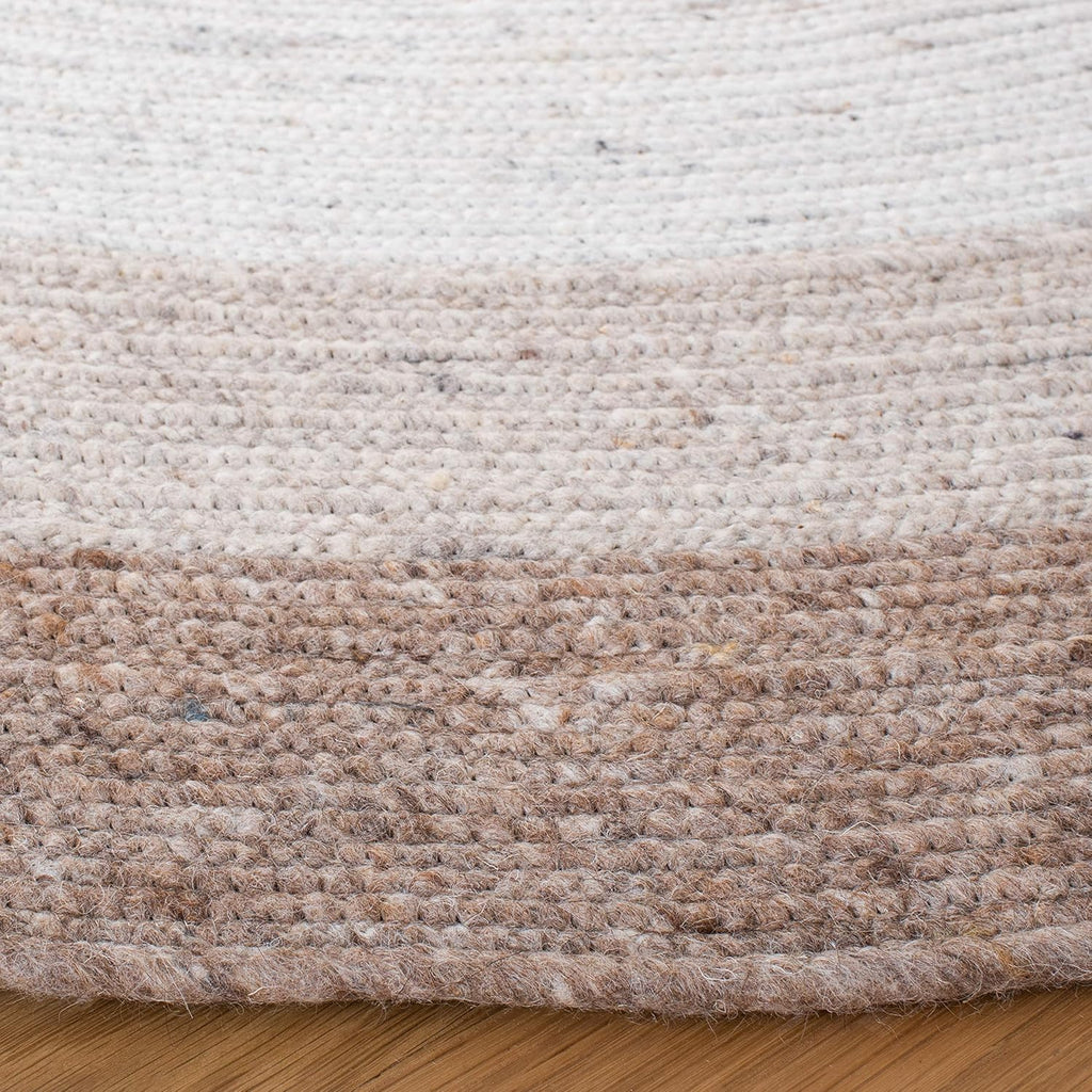 SAFAVIEH Braided Collection Area Rug - 8' x 10' Oval, Beige & Ivory, Handmade Country Cottage Reversible Wool, Ideal for High Traffic Areas in Living Room, Bedroom (BRD903B)
