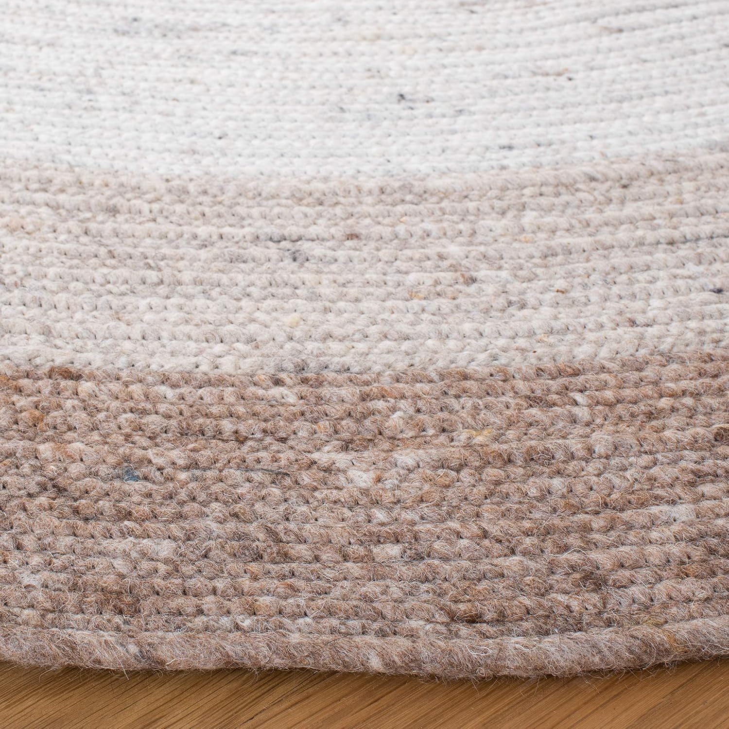 SAFAVIEH Braided Collection Area Rug - 8' x 10' Oval, Beige & Ivory, Handmade Country Cottage Reversible Wool, Ideal for High Traffic Areas in Living Room, Bedroom (BRD903B)