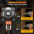Protmex Cordless Impact Wrench, 900Ft-lbs (1200N.m) 1/2" Brushless Impact Gun, 21V High Torque Power Impact Driver, 2x4.0Ah Batteries Electric Impact Motor Variable Speeds for Car/Pickup Truck/Mower