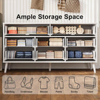 Fluted Dresser for Bedroom with 8 Drawers, Wooden Dresser with Metal Handle, Modern Storage Organizer for Bedroom, Wood Closet for Hallway, Living Room,White BDR104W