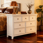 White Dresser for Bedroom, White 7 Drawers Dresser, Modern 7 Chest of Drawers, Closet Dresser, Farmhouse Dresser with 7 Storage Drawers Cabinet for Home Office, Study Room
