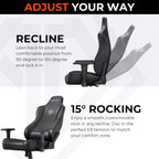 Anda Seat Novis Gaming Chair for Adults - Large Reclining Video Game Chairs, PVC Leather Ergonomic Office Chair, Heavy Duty Back Lumbar Support - Luxury Black Computer Chairs for Home & Work