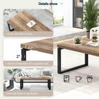 EXCEFUR Coffee Table, Modern Wood and Metal Living Room Table, Industrial Rectangle Center Table for Home Office, Rustic Oak, 47 Inch