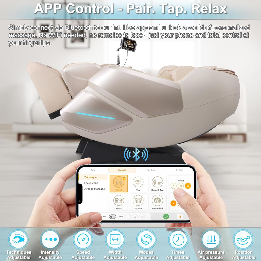 MassaMAX 2026 4D Massage Chair, Full Body Recliner with OTA Cloud Tech, Deep Yoga Stretch, 27 Auto Modes, 55" SL Track, APP & AI Voice Control, Auto Footrest, Zero Gravity, and Heating for Relaxation