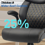 550LBS Big and Tall Office Chair, Comfy Heavy Duty Executive Chair with Adjustable Lumbar Support Double Spaces Casters, PU Leather Extra Wide Seat Ergonomic Computer Desk Chair for Back Pain, Black