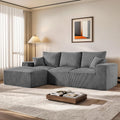 108" Modular Sectional Sofa, Compression Sofa with Deep Seat, Modular L-Shape Couch with Chaise, Upholstered Couches for Living Room Bedroom, No Assembly Required (Grey Corduroy, 108" L Shape)