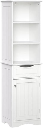 RiverRidge, White Ashland Bathroom Freestanding Storage Cabinet with Three Open Shelves and Drawer
