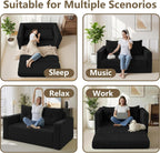 HABUTWAY Folding Sofa Bed, 2 in 1 Convertible Sleeper Chair with Pillow, Portable Fold Out Chair Bed with Armrest, Comfy Floor Couch, Lazy Sofa for Living Room Bedroom Dorm Home Office, Black