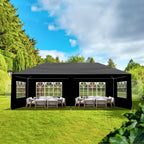 Party Tent, Tents for Parties, Outdoor Gazebo Wedding Patio Camping Carport Canopy Shade Canopy with Removable Sidewalls, Outside Event Tent for Garden, Backyard (10'x20' Six Sides Black)