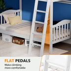 VINGLI Solid Wood Bunk Bed Twin Over Twin Classic, Twin Bunk Beds for Kids and Adults with Full Length Guardrails and Flats Pedals,Easy Assembly,No Box Spring Required,White
