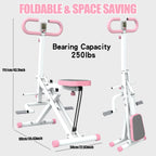 Squat Machine for Home Gym, Foldable Glute Trainer with Resistance Bands, Hip Thrust, Butt and Thigh Workout, Pink