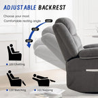 Swivel Recliner Chair for Adults with Massage and Heating,Manual Glider Rocking Recliner Chair with Cup Holds and Pockets,Reclining Rocker Chairs for Living Room Bedroom R8811 (Darkgrey)