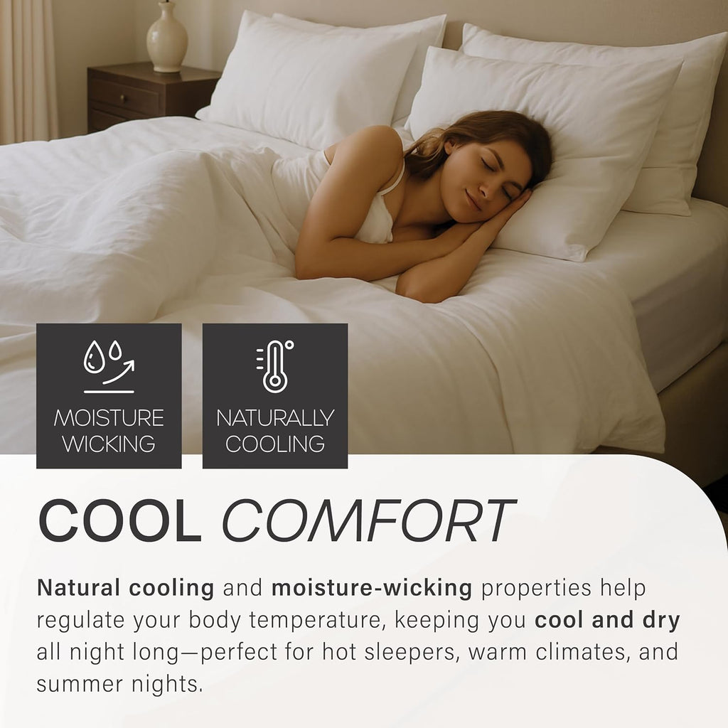 Eucalyptus Collection King Size Sheet w/Silver Ions | 100% Tencel | Ultra Soft | Cooling for Hot Sleepers | 18" Deep Pocket Ivory