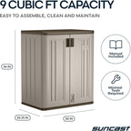 Suncast 36" Resin Base Garage Storage Cabinet, Platinum, Made in the USA