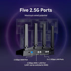 GL.iNet GL-BE9300 (Flint 3) Tri-Band WiFi 7 Router  High-Speed 6GHz Gaming WiFi Router for Wireless Internet  Long Range  5 x 2.5G VPN Routers for Fiber Optic Modem  Computer Routers  Home & Business