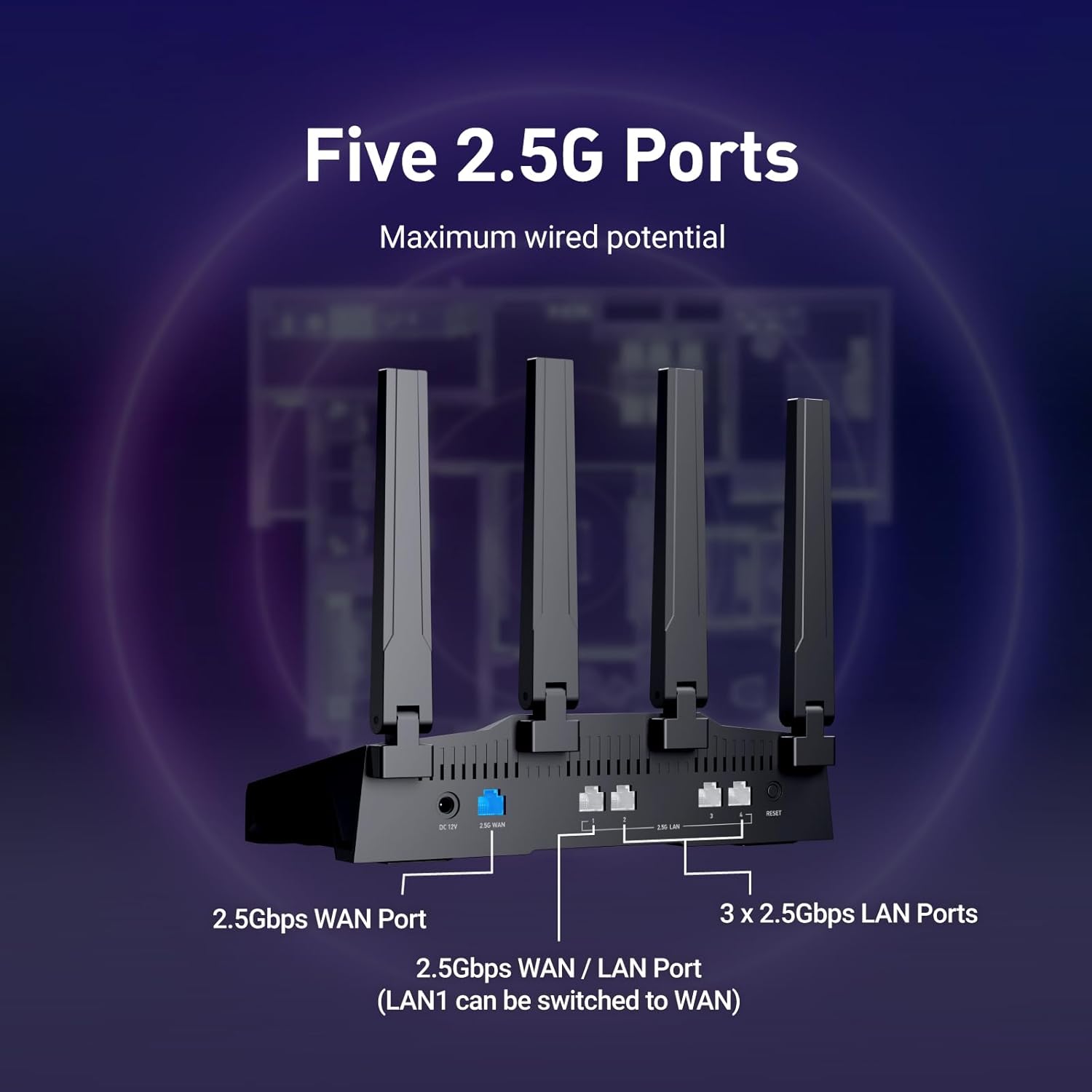 GL.iNet GL-BE9300 (Flint 3) Tri-Band WiFi 7 Router  High-Speed 6GHz Gaming WiFi Router for Wireless Internet  Long Range  5 x 2.5G VPN Routers for Fiber Optic Modem  Computer Routers  Home & Business