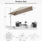 PURPLE LEAF 10 FT Right-left Tilt Patio Umbrella Swivel White Cantilever Umbrella with Tilt Aluminum Outdoor Umbrella with 360° Rotation for Deck Pool Garden, Beige